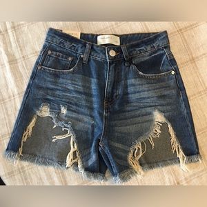 ban.jara Super High Rise Distressed Denim Shorts | Sz 1/24 | NEW |